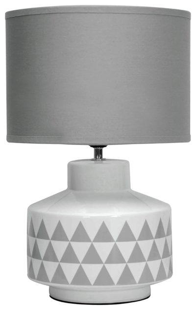 Wylie - Ceramic & Fabric - Table Lamp - White & Grey